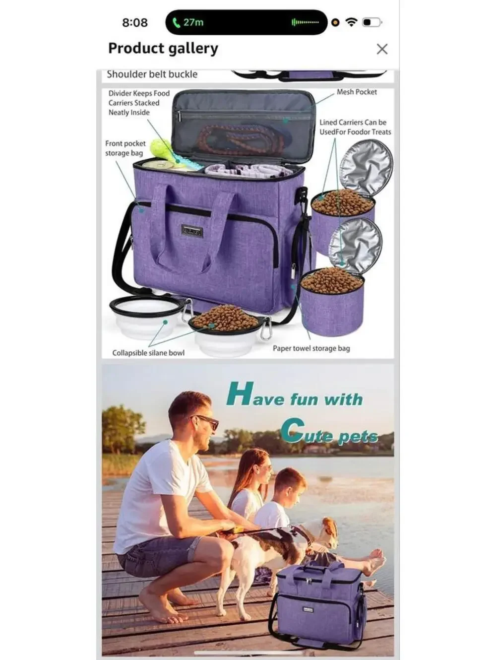 PetAmi Multi-Function Dog Travel Bag with Accessories Organizer